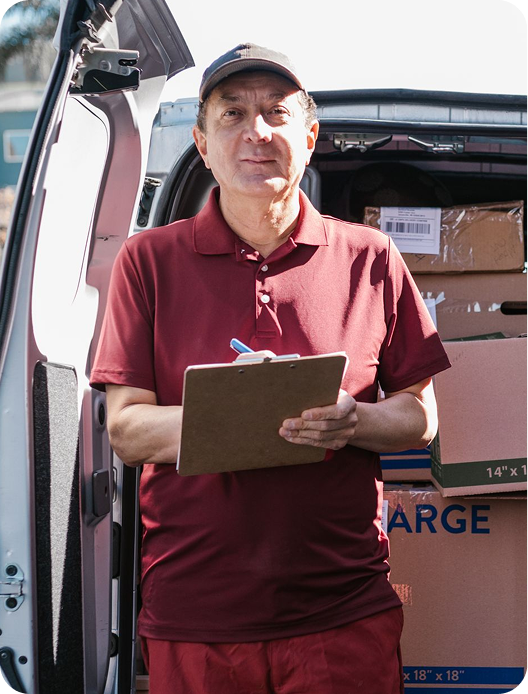 Medical courier professional with packages in Saskatoon